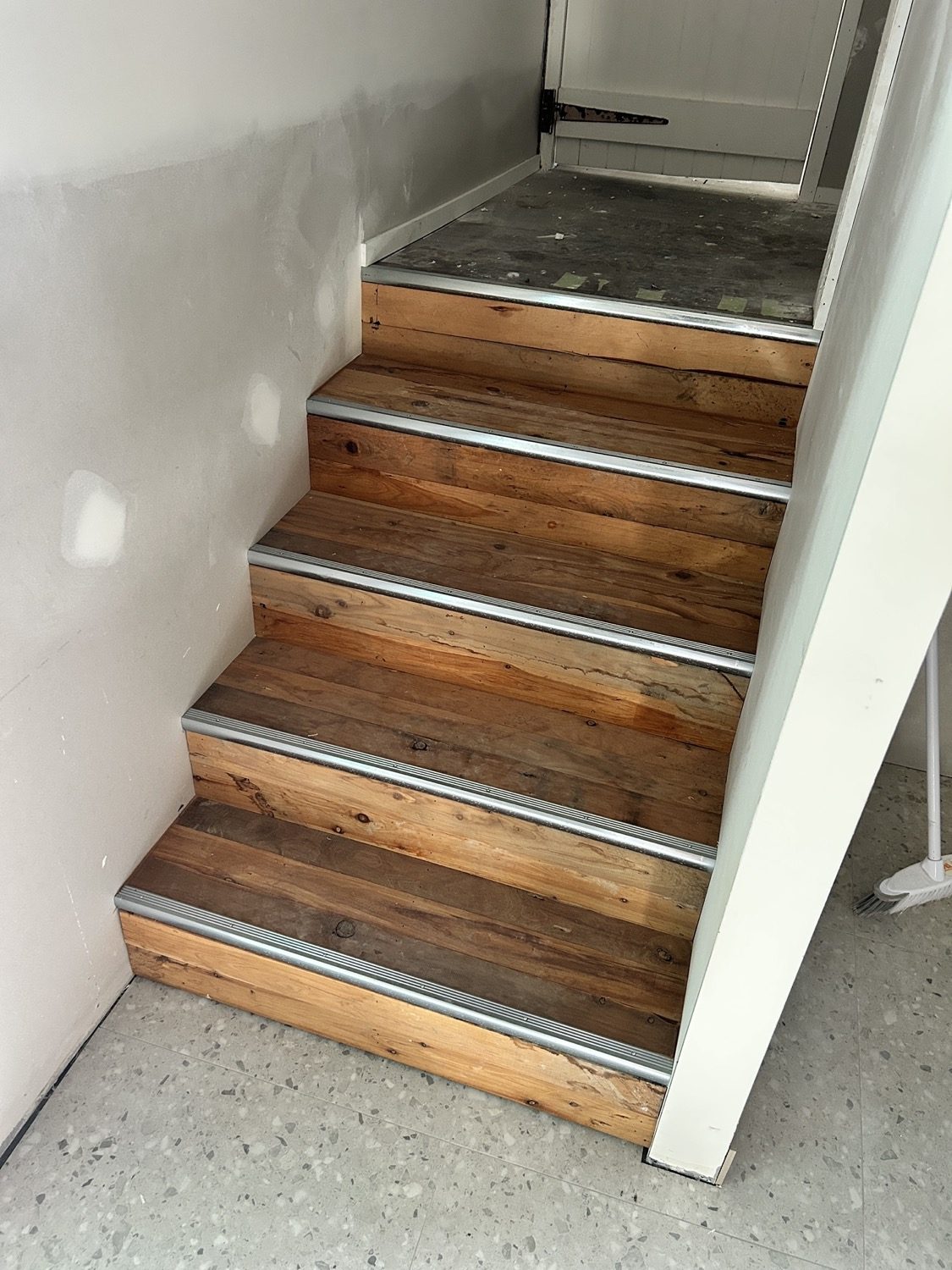 Timber treads fitted to an internal staircase